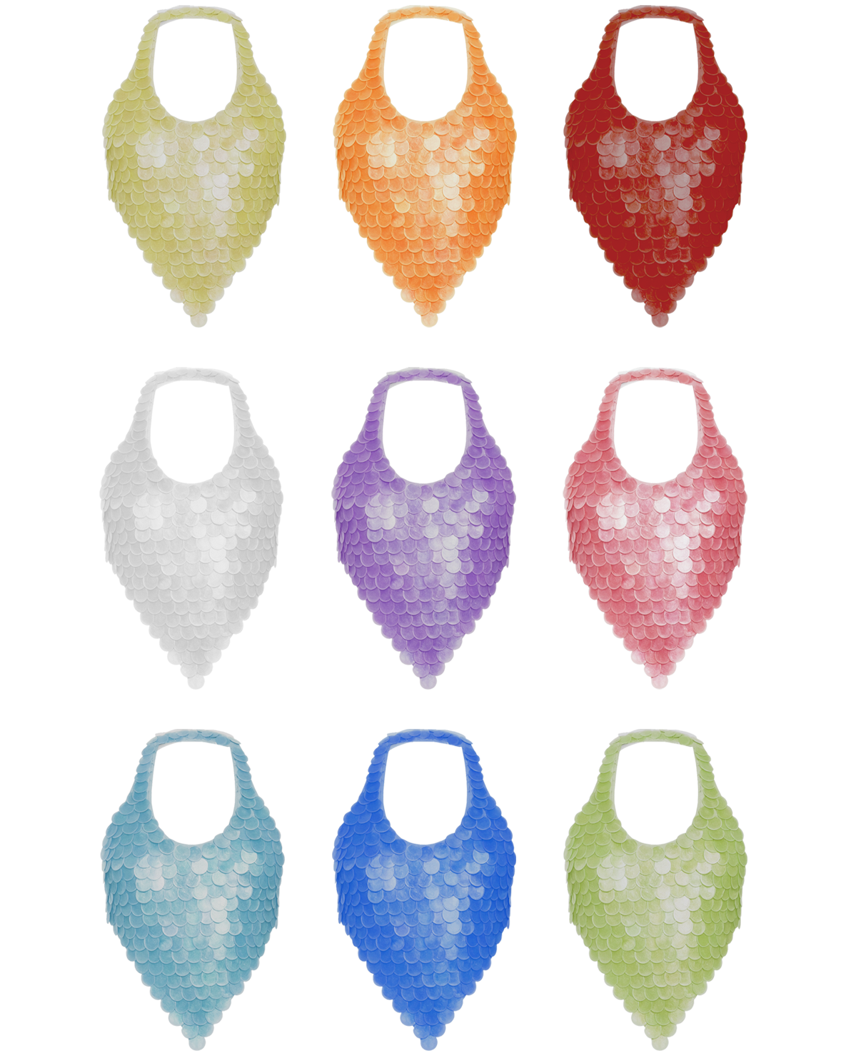 Set of colorful shell halter tops
