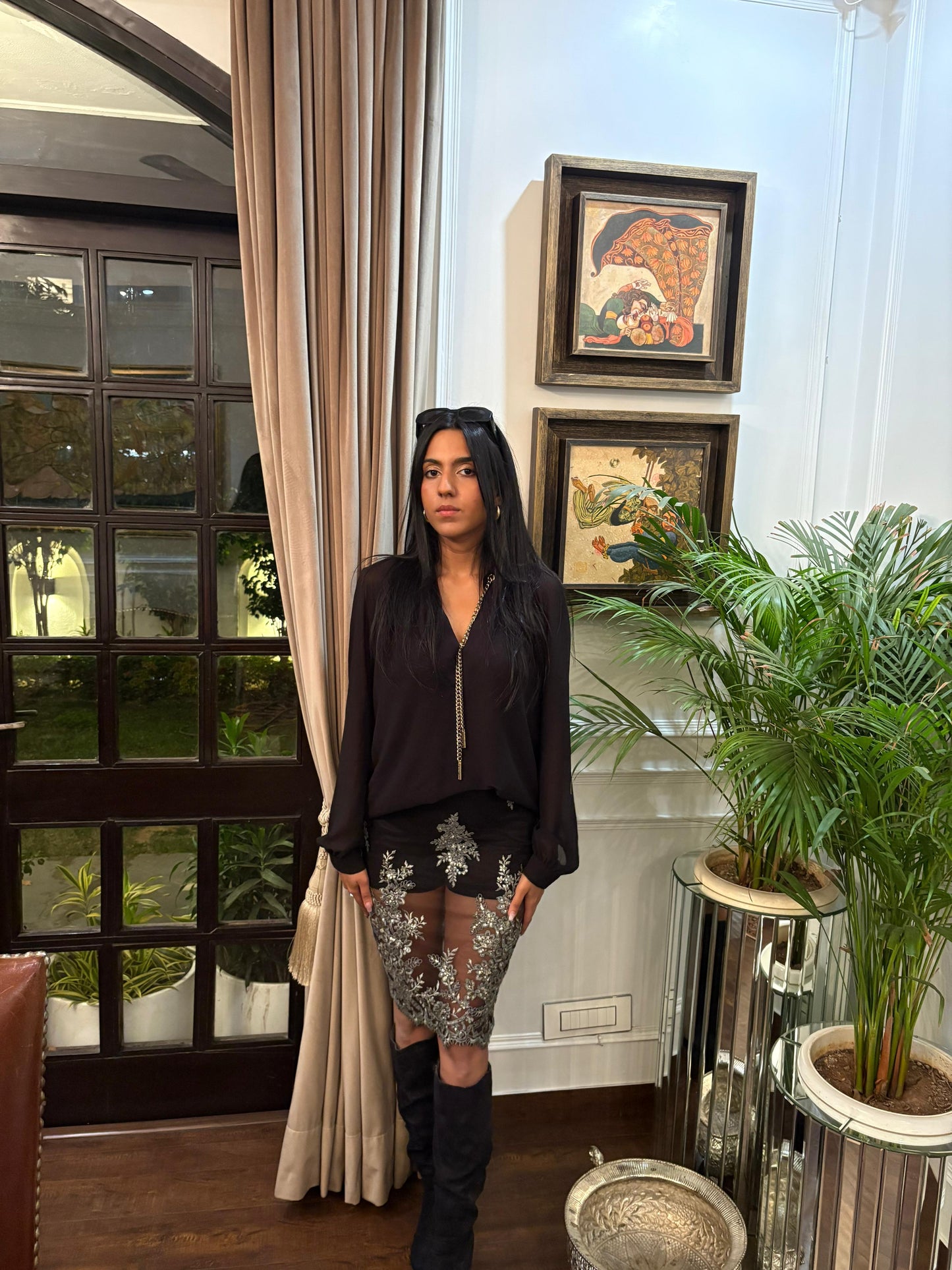 Moonlit Lace Midi Skirt