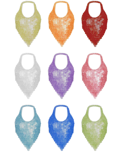 Set of colorful shell halter tops